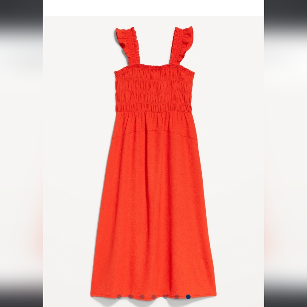 Old Navy Pretty Smocked Dress Sz L Colour: Darling Clementine